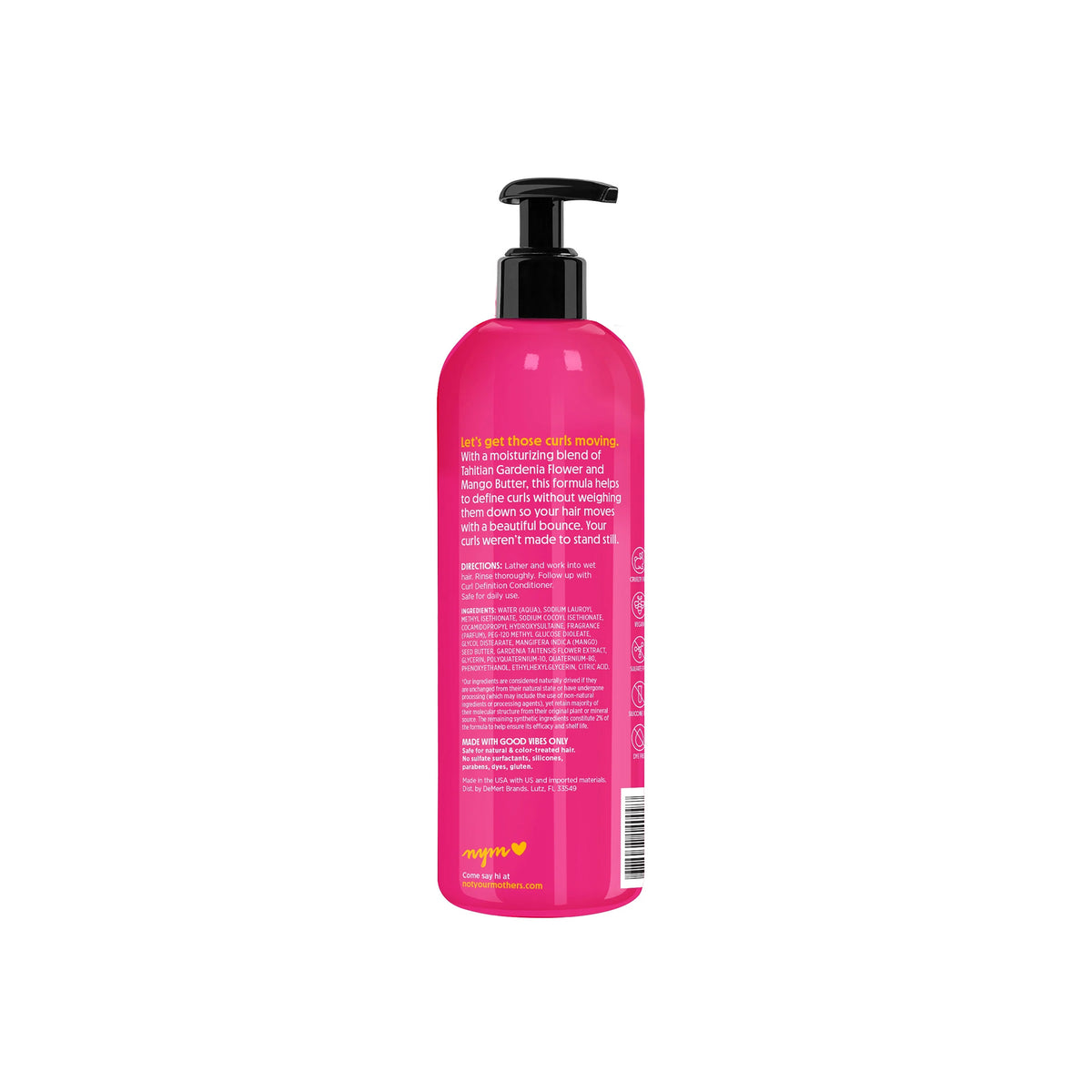 Back of Not Your Mother's Naturals Tahitian Gardenia Flower & Mango Butter shampoo with product description.