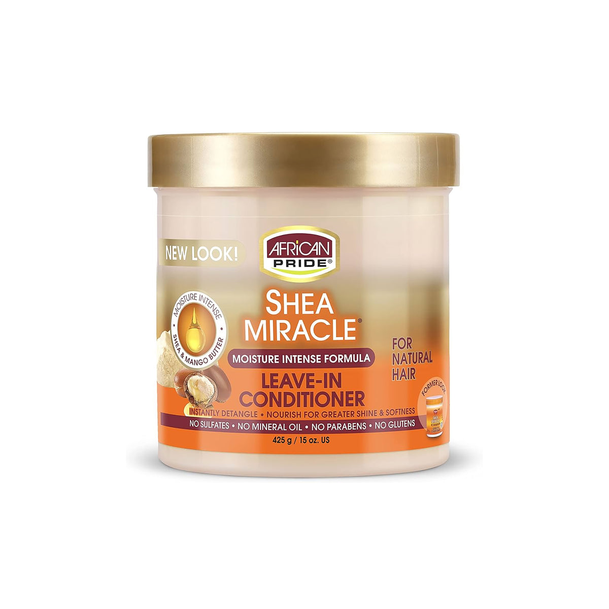 African Pride Shea Leave In Conditioner with shea and mango on a light background. Natural hair care without sulfates.