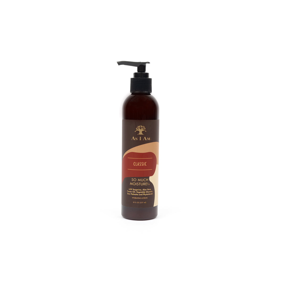 As I Am Classic So Much Moisture Hydrating Lotion (237 ml). Brown bottle with pump and beige/brown label with text.
