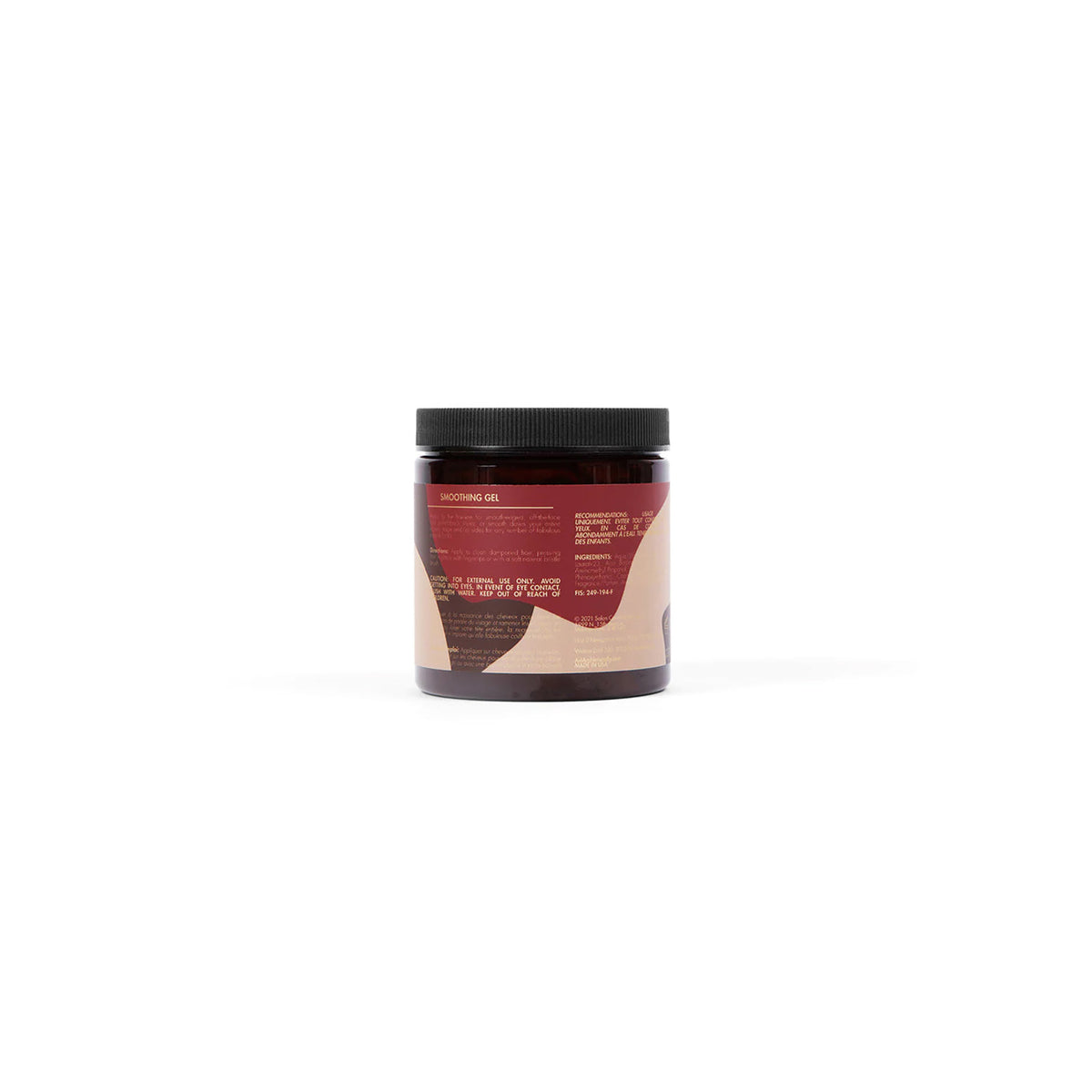 The back of a jar of As I Am Classic Smoothing Gel (227g) with ingredient list, instructions for use and warnings.