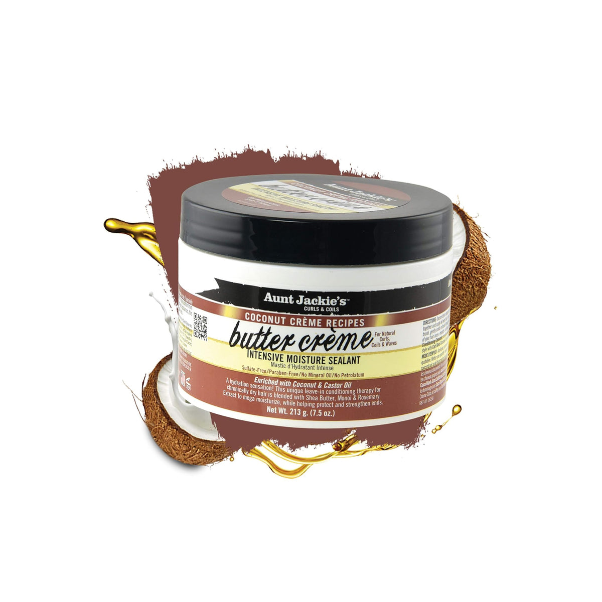 Aunt Jackie's Coconut Crème Intensive Moisture Sealant with coconut and dripping oil.