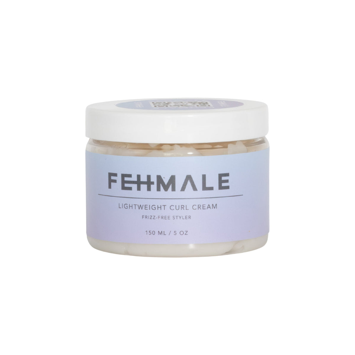 FEHHMALE Lightweight Curl Cream in transparent jar with purple label and white lid, 150 ml curl cream against frizz.