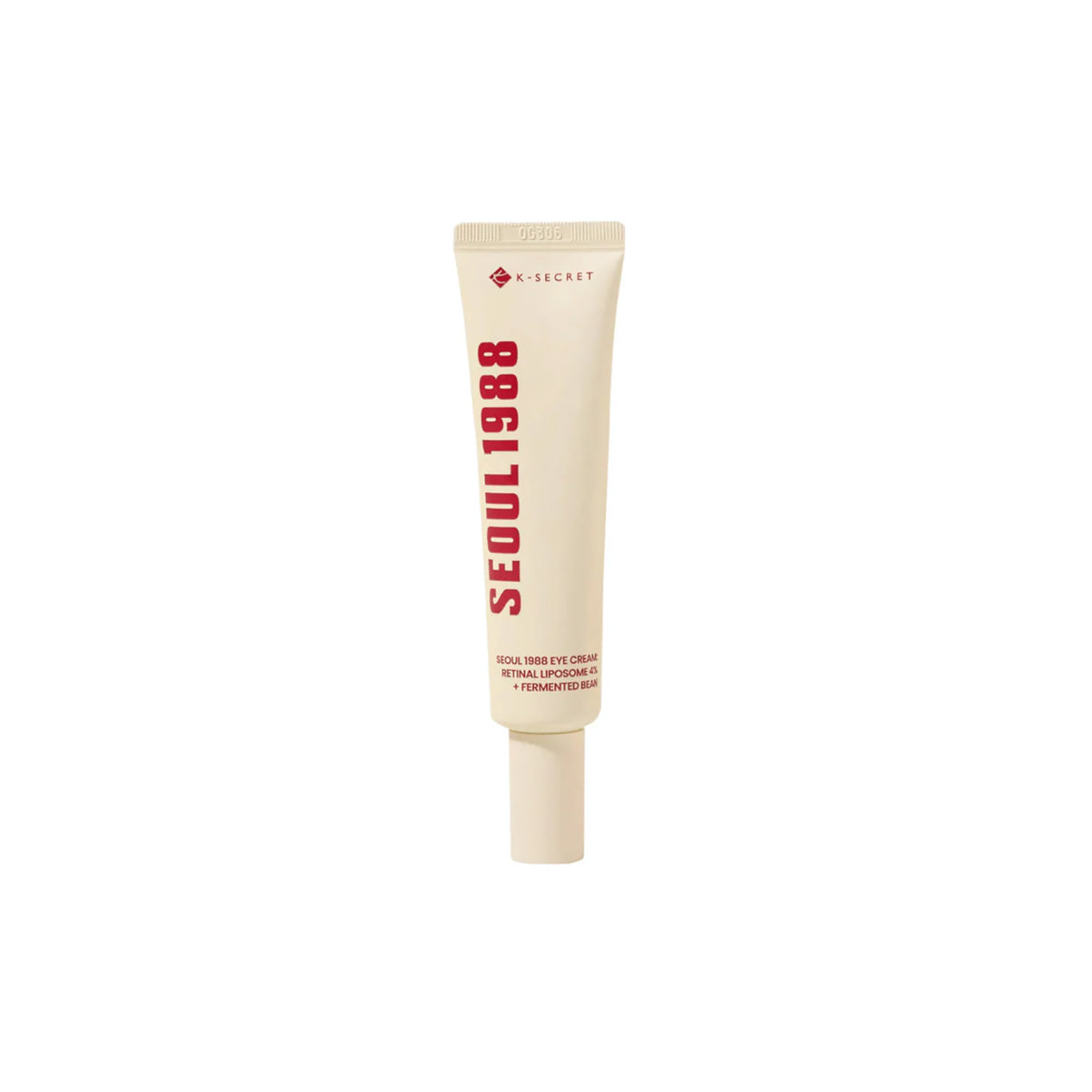 Beige tube with K-Secret Eye Cream: Retinal Liposome 4% + Fermented Bean 30 ml with red text on the front.