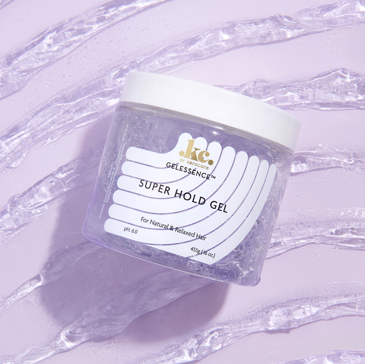 Keracare Gelessence Super Hold Gel for natural and straightened hair, 455g. Formulated without parabens, mineral oil, silicones.