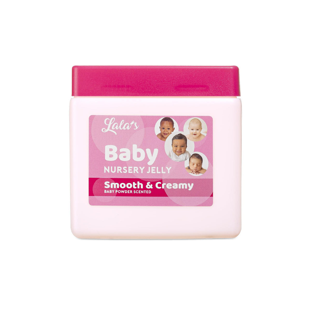 Container of Lala's Baby Nursery Jelly (368g), soft and creamy with a mild scent of baby powder, intended for baby care.