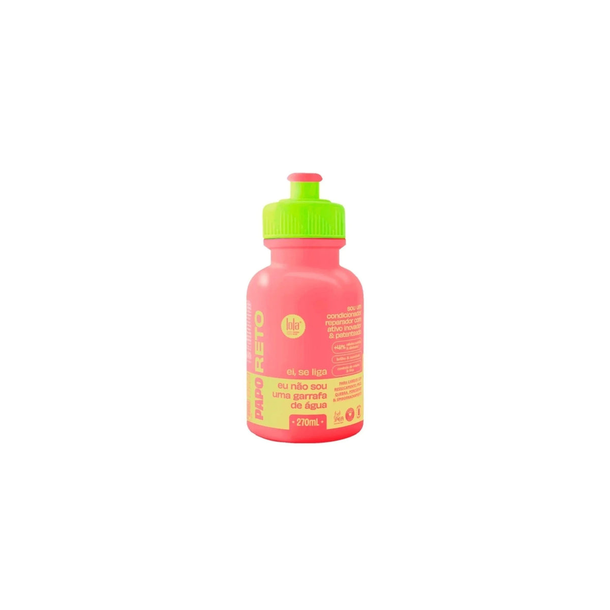Light pink bottle with green cap of Lola Papo Reto Molecular Repair Conditioner 270ml against white background.