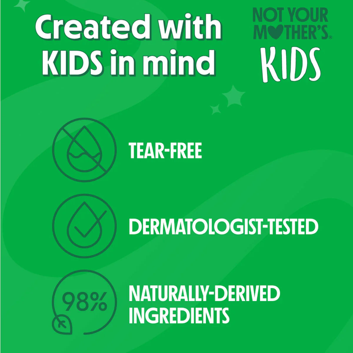 Not Your Mother's Kids hair care created for children – tear-free, dermatologically tested and 98% naturally derived ingredients.