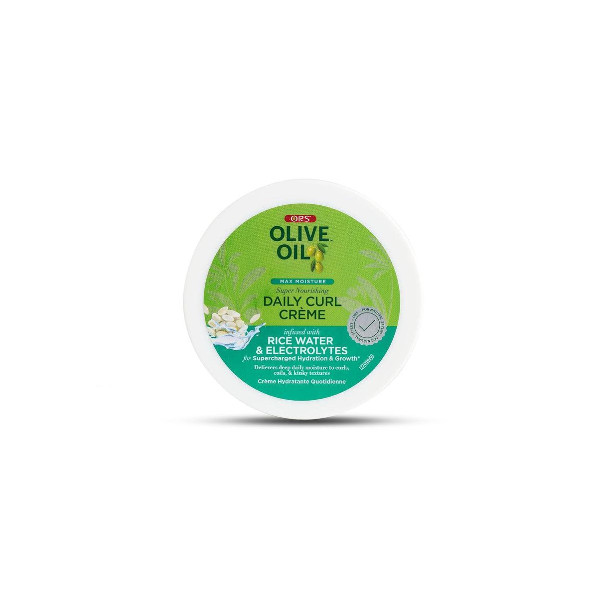 Image of the lid of ORS Olive Oil Daily Curl Crème (227g) showing the product name and logo.