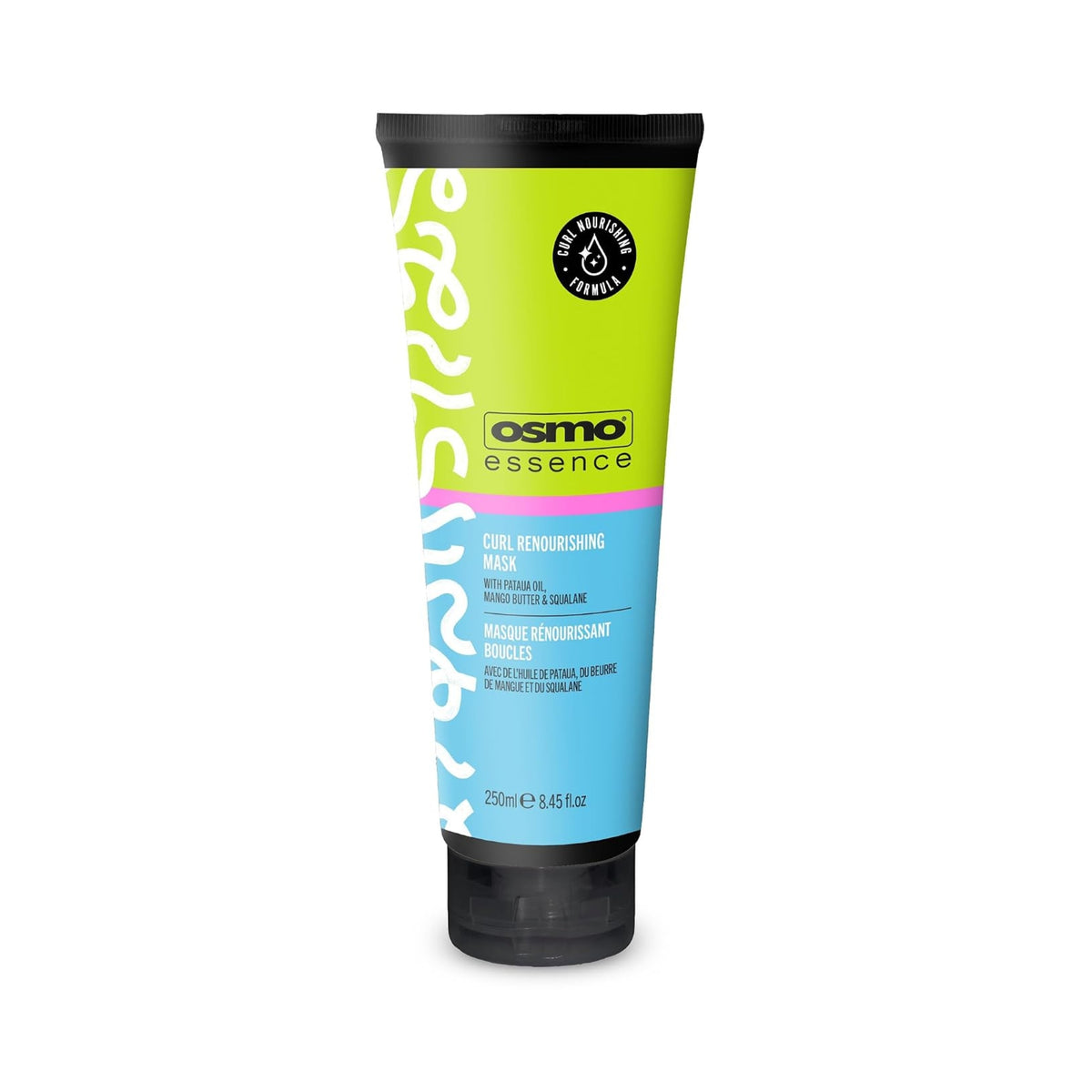 OSMO Essence Curl Renourishing Mask, green/blue tube of 250 ml with black lid, for curly hair.